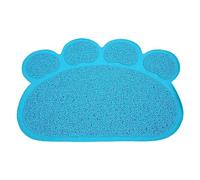 Qukaim Cat Litter Pad Paw Shaped PVC Litter Box Mat, Waterproof Non-Slip Cat Litter Pad for Indoor Use, Blue, 60 x 45 cm