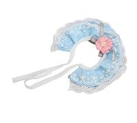 Qukaim Cat Saliva Towel Cat Lace Scarf, Breathable Soft Saliva Towel for Small Medium Cats Dogs, Cute Lace Princess Design, Sky Blue, Size M