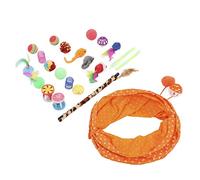 Qukaim Cat Toy Tunnel Funny Cat Feather Stick, 22 Pcs Interactive Cat Toys with Bell Ball, Suction Cup Wand, Various Combinations, Includes Cat Toy Tunnel, Gray Rat Design