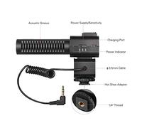 Qukaim CM-520 External Microphone, Super Cardioid Electret Condenser Mic with Hot Shoe Mount for Canon Nikon DSLR, 3.5mm Connection, Ideal for Video Recording