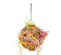 Qukaim Coconut Shell Bird Shredding Toy, Colorful Bite Resistant Parrot Foraging Chewing Toy for Cockatiels and Budgies, Ideal for Bird Cages, Material