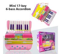 Qukaim concertina Mini 17-Key Accordion, 6-Bass ABS Material Musical Instrument with Buckle, Lightweight Button Accordion for Beginners, Christmas Gift, Stage Performance