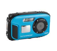 Qukaim Diving Camera 1080P 48MP Anti Shake, 5m Water Resistant Underwater Camera with 2.4 Inch Color Screen, 32G Memory Card, Autofocus, Face Recognition, Blue