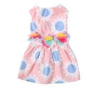 Qukaim Dog Apparelfor Birthday Dog Dress, Cute Fashionable Summer Dress for Small Dogs, Soft Breathable Fabric with Flower Decor, Pink, Size L, Ideal for Daily Wear, Parties, and Photography