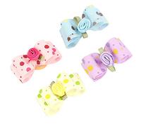 Qukaim Dog Hair Accessories Dog Hair Bowknot, 20 Pcs Pet Grooming Hair Accessories with Elastic Band, Random Color, Ideal for Puppy and Teddy Dogs, Hair Accessories for Dogs