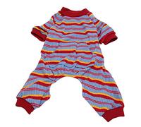 Qukaim Dog Jumpsuit Striped Dog Pajamas, Soft Breathable 4-Legged Pet Bodysuit for Small Medium Dogs, Classic Spring Dog Jumpsuit, Size L