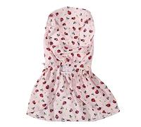 Qukaim Dog Summer Dress Dog Dress, Cute Ladybug and Grass Pattern, Comfortable Breathable Pet Puppy Girl Dress for Spring Summer, Pink, Size L, 4 Pcs