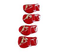 Qukaim Dog Warm Shoes 4pcs Dog Winter Boots, Cute Comfortable Warm Shoes for Small Medium Dogs, Thicken Design for Holiday Use, Ideal for Christmas and Autumn, Red and Black