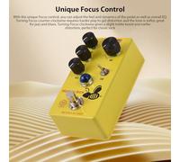 Qukaim Electric Guitar Overdrive Effector Mini Guitar Overdrive Effector, Box Drive Pedal with Volume, Drive, Focus, 4-Mode Knob, DC 9V, 6.35mm Input/Output, True Bypass for Electric Guitar