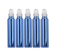 Qukaim ential Oil Glass Bottle 5 Pcs Empty Essential Oil Roller Ball Bottle, Glass Perfume Dispenser Container, Royal Blue, 10 ml Each, Portable Design for Travel and Home Use