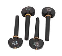 Qukaim Fine Tune Cello Peg Fine Tune Cello Pegs, 4PCS Black Ebony Pre-Punched Handmade Replacement Tuning Pegs, Wear Resistant Cello Accories