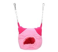 Qukaim Flannelette Pet Hamster Warm Hammock, Hanging Sleeping Nest House Swing Bed for Squirrel, Guinea Pig, Parrots, Rose Red, 11.8 x 11.8 in