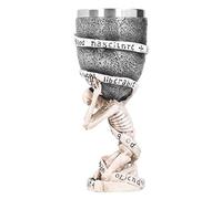Qukaim Goblet Retro Skull Goblet, Cocktail Glasses for Party Bar, Decorative Drinkware, Unique Wine Cup, Halloween Theme, 6 oz Capacity, Black and Silver