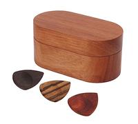 Qukaim Guitar Accories Wooden Guitar Pick Box Set, Solid Wood Plectrum Storage Holder Case, Gift for Musicians, Includes 1 Box for Guitar Picks and Accories