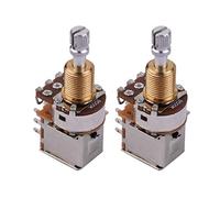 Qukaim Guitar Bass Parts Electric Guitar Bass Potentiometers, Split Shaft Pots with Push Push Button Switch, 2 Pcs, Compatible with Guitar Tone Volume Control, Guitar Parts