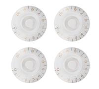 Qukaim Guitar Knobs 4Pcs Tone Control Knob Set, Transparent Bell Volume Knobs for Guitar and Bass, White with Gold Letter, Musical Instrument Accories