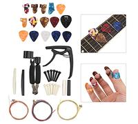 Qukaim Guitar Strings Changing Accories 36PCS Guitar Strings Changing Accories Set, Includes Capo, Winder, Cutter, Thumb Pick, Nut, Bridge, Guitar Tool Kit for Easy String Replacement