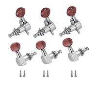 Qukaim Guitar Turning Pegs Tuner Pegs Tuning Machine Heads, Silver Wooden Folk Guitar Button, Oval Concave Handle, Guitar String Knob, Replacement Parts for Acoustic Guitars