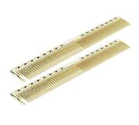 Qukaim Hair Comb 2pcs Professional Stainless Steel Haircut Comb Set, Hairdressing Styling Tool, Durable and Lightweight, Salon Quality, Gold Finish