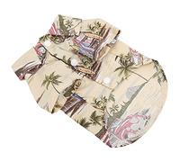 Qukaim Hawaiian Style Dog Shirts Hawaiian Dog Shirts, Breathable Cotton Summer Pet T-Shirt with Coconut Tree Print for Small Dogs and Cats, Ideal for Daily Wear, Parties, and Weddings, Beige
