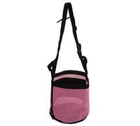 Qukaim Horse Feed Bag, Spill Proof Design Mesh Nose Feed Bag with Adjustable Strap for Feeding Grain Powder Supplement, Pink, Mesh for Horses