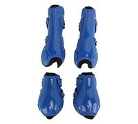 Qukaim Horse Leg Boots, PU Elastic Breathable Thickened Front Hind Leg Protector for Tendon, Blue, Set of 4, XL, Equestrian Equipment