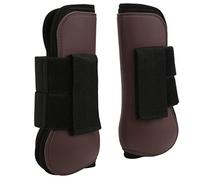 Qukaim Horse Support Boots, 1 Pair PU Shell Neoprene Protective Leg Guard for Jumping and Hunting, Brown Front Legs, Size L, Secure Tendon Boots, Horse Leg Protector