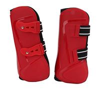 Qukaim Horse Support Boots, Breathable Secure Leg Protection for Equestrian Performance, Competition Training, Red Front Legs, Size L, Horse Tendon Boots, Drage Boots