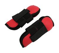 Qukaim Horse Tendon Boots, 1 Pair, Soft PU Shell Fetlock Boots for Horses, Prevent Slipping, Easy to Stick, Red, Front Legs, Size L, Horse Supplies