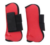 Qukaim Horse Tendon Boots, Front M, PU Shell Fetlock Protectors, Thicken Elastic Horse Leg Protectors, Red, Horse Riding Tendon Protection Boot