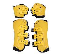 Qukaim Horse Tendon Boots Set of 4, Open Front Breathable Adjustable Protective Fetlock Boots for Jumping, Large, Yellow, Front and Hind Boots