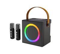 Qukaim Karaoke Machine with 2 Wirel Microphones, BT Microphone and Speaker KTV Set, 10W 4-Inch Driver Speaker, Lightweight Portable System for Home Party and Outdoor Use
