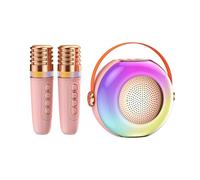 Qukaim Karaoke Machine with 2 Wirel Microphones, BT Microphone and Speaker KTV Set, RGB Light Effects, Voice Control, Lightweight Portable System for Home Party Outdoor