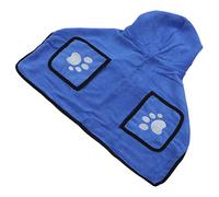 Qukaim Large Dog Towel Hooded Dog Bathrobe Towel, Strong Absorbent Quick Drying Design, Large Size for Dogs and Cats, Pockets and Waistband, Blue, XL