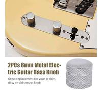Qukaim Metal Knob 2PCs 6mm Metal Electric Guitar Bass Dome Knobs, Potentiometer Cap for Volume and Tone Control, Compatible with Various Guitar Models