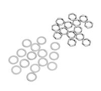 Qukaim Metal Nut Washer Kit G3/8 Female Thread Nuts Metal Washer Kit, Guitar Jack Fasteners for Electric Guitar Bass, Suitable for 4 String Bridge and Bass Bridge Replacement, Silver