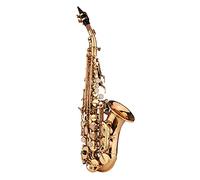 Qukaim Mini Bb Soprano Saxophone, Brass Material with Gold Lacquer, Woodwind Instrument, Includes Carry Case, Gloves, Cleaning Cloth, Brush, Reeds, Sax Strap