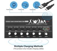 Qukaim mixerboard 6-Channel Stereo Line Mixer, Metal Shell, USB Type-C Power Supply, 6.35mm Mono/6.5 Dual Channels, Ultralow-Noise Mixer Board for Guitar, Bass, Keyboard