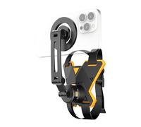 Qukaim Motorcycle Helmet Chin Strap Mount, Magnetic Quick Release Adjustable Helmet Mount with Sports Camera Adapter & Magnetic Phone Holder, Compatible with Hero 12/11/10/15/14/13/12