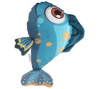 Qukaim Moving Cat Biting Fish Toy Cat Turntable Leakage Toy, Funny Simulation Flopping Fish Toy, Moving Plush Cat Toy for Chewing and Kicking, Indoor Use, Blue Goldfish Design