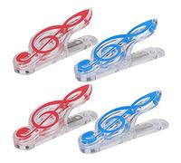 Qukaim Music Book Clip Plastic Mini Music Book Clip Bookmark Page Holder, Pack of 4, Page Marker Clamp, 2 Red and 2 Blue, Stationery Accessory for Books and Notebooks