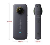 Qukaim ONE X2 Action Camera, 5.7K 30fps, State Stabilization, 10m Waterproof, LCD Touch Screen, HDR, 1630mAh Battery, 360° Live Streaming, TimeShift
