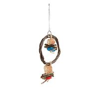 Qukaim Parrot Hanging Swing Toy Wooden Bird Swing Perch, Colorful Woven Ring Parrot Hanging Swing Toy, Chew Toy for Small Birds, 30 cm Long, Ideal for Parrots and Pet Birds