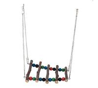 Qukaim Parrot Swing Suspension Bridge, Colorful Beads Wooden Climbing Ladder Toy for Little Birds, Bird Cage Accory, 5th Order Double Beads Design