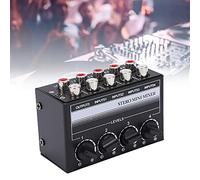 Qukaim Passive Stereo Mixer Portable 4-Channel DJ Mixer Console, Mini Sound Mixing Board with USB, BT, 48V Phantom Power, 3-Band EQ, Loopback Button for Live Performances, Parties, Black and White