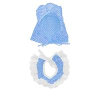 Qukaim Pet Adorable Lace Bib Scarf and Dot Hat Set, Breathable Blue Dot Design, Cute Decoration Accories for Small Pets, Pet Supply