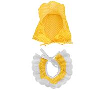 Qukaim Pet Adorable Lace Bib Scarf with Breathable Dot Hat, Little Pig Pet Decoration Accories, Bib Hat Set for Pets, Yellow Dot, Size M