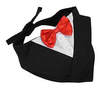Qukaim Pet Bow Tie Shirt Pet Pajamas 4 Feet Jumpsuit Set, Cozy Knitting Clothes with Bow Tie Bandana Shirt for Large and Medium Dogs, Wedding Party Outfit, Red and Green Stripe, Size M