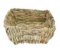 Qukaim Pet Chewing Toy Handcrafted Reed Grass Pet Cave Bed, Woven Grass Sleeping Bed for Rabbits, Chinchillas, Cats, Puppies, Hamsters, Natural Pet Bedding, 30 x 30 x 25 cm
