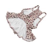 Qukaim Pet Suspender Dresses Cat Recovery Suit, Breathable Prevents Licking Wound Protector for Cats and Kittens, Postoperative Abdominal Recovery Suit, Leopard Print, Soft Polyester, Yellow M